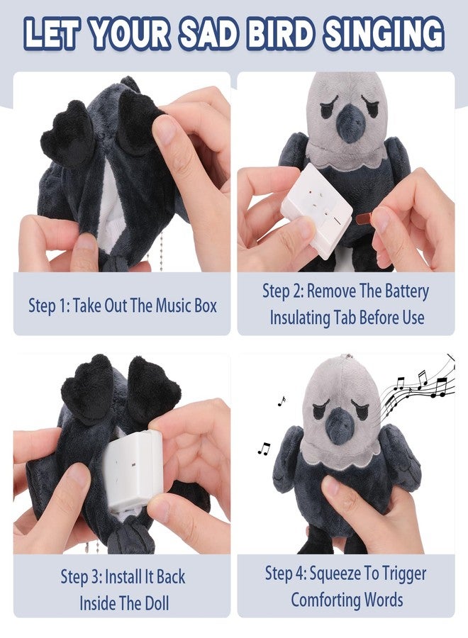 Dalycro TikTok Sad Bird Plush with Sound - Soft Emotional Inspiring Bird Stuffed Animal, Cute Plush Toy for Positive Vibes, Birthday Gift for Men, Women & Friends (Grey) - Image 4